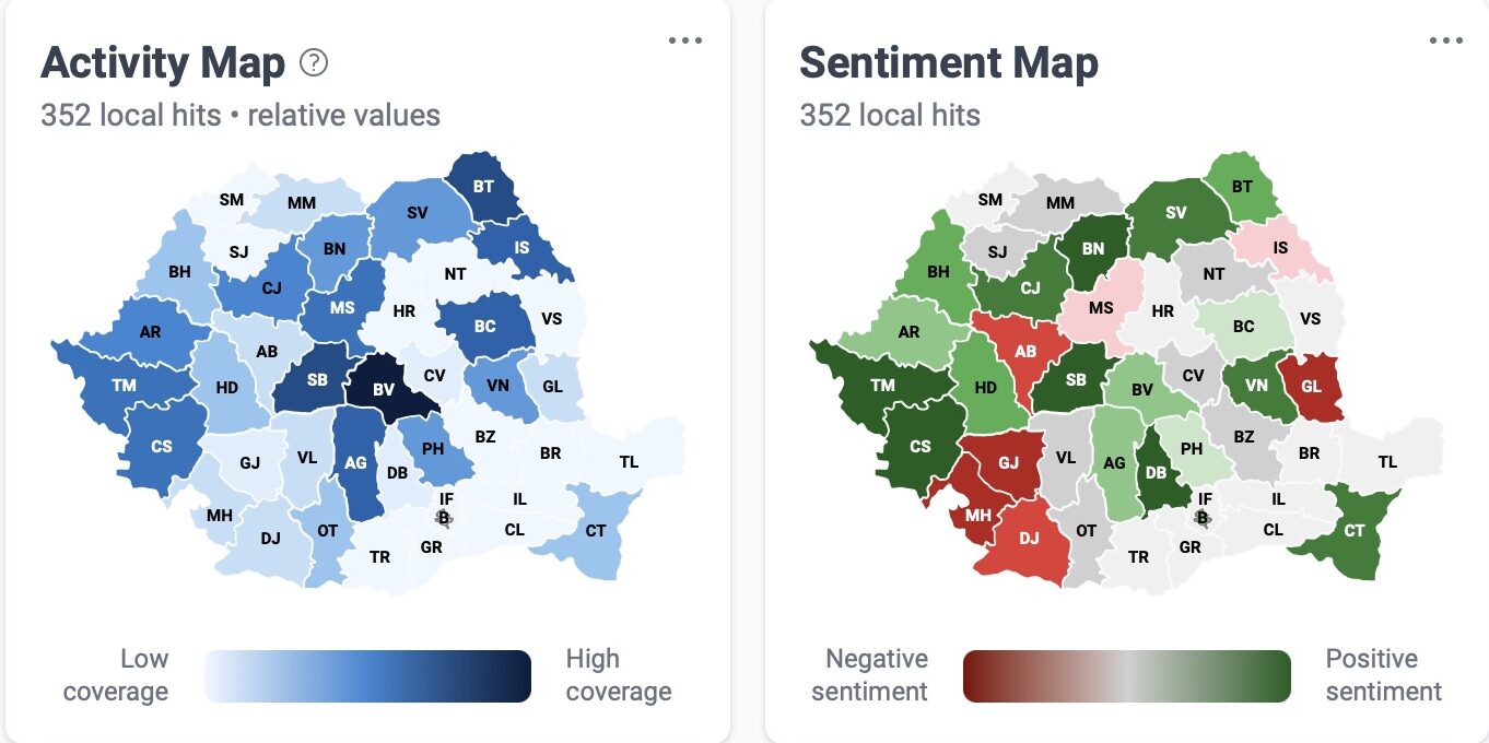 Activity Map Sentiment Map Sănătate Privată — Date NewsVibe Iunie 2026