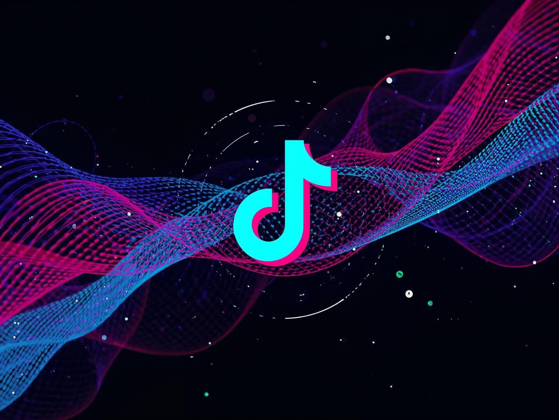 Abstract image suggestive of TikTok communication and analytics. Dynamic, modern, AI